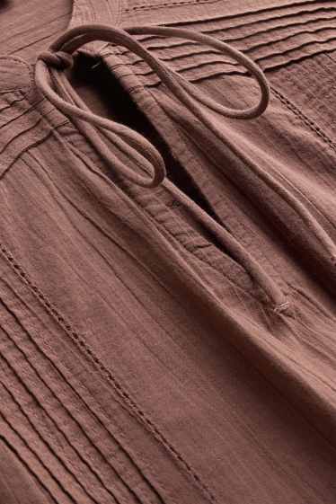 Women - V-neck blouse - brown