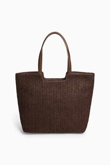 Femmes - Grand cabas en paille - marron foncé