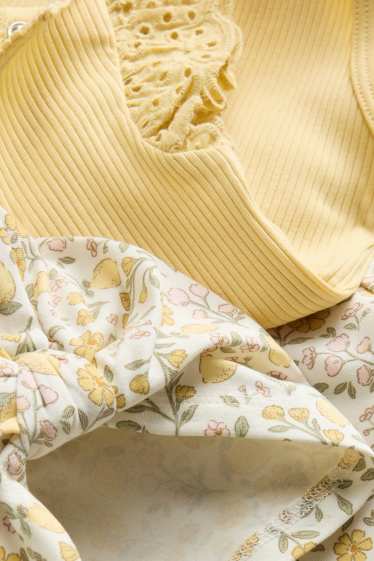 Baby Mädchen - Zitrone und Blume - Baby-Outfit - 3 teilig - gelb