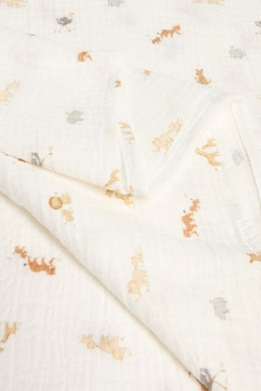 Unisex - Jungledieren - babydeken - 100 x 80 cm - crème wit