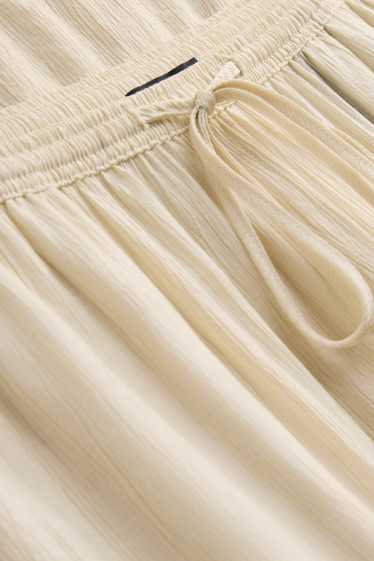 Femmes - Pantalon en toile - mid waist - wide leg - crème