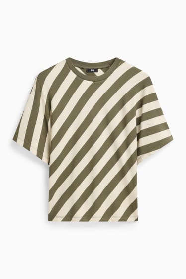 Dames - T-shirt - regular fit - gestreept - groen