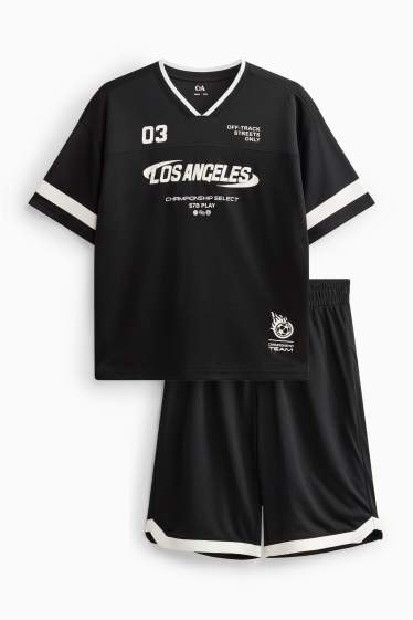 Kinder Jungen - Los Angeles - Set - Kurzarmshirt und Shorts - 2 teilig - schwarz