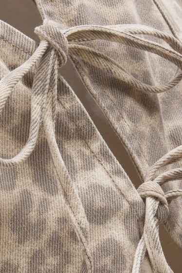 Donna - Gilet di jeans - stampa leopardata - beige
