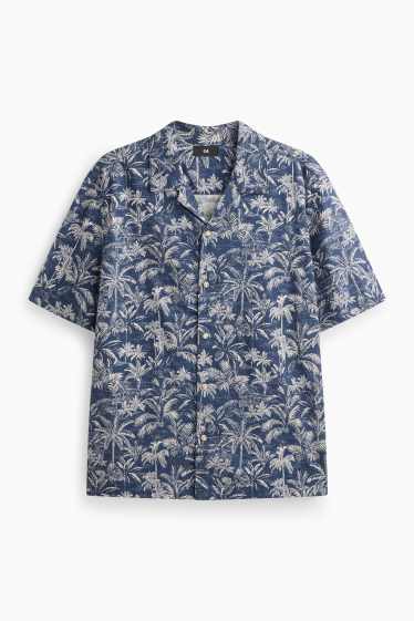 Bărbați - Cămașă - regular fit - guler cu rever - cu model - albastru