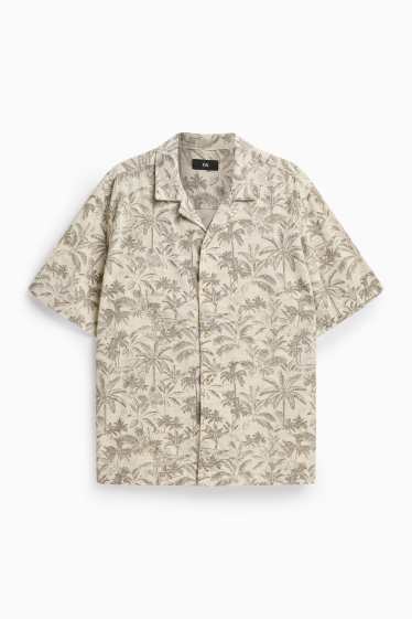 Bărbați - Cămașă - regular fit - guler cu rever - cu model - bej