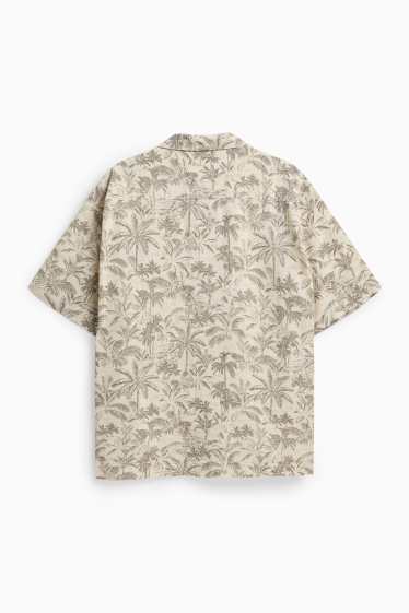 Bărbați - Cămașă - regular fit - guler cu rever - cu model - bej