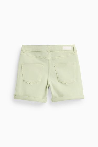 Dames - Korte spijkerbroek - mid waist - lichtgroen
