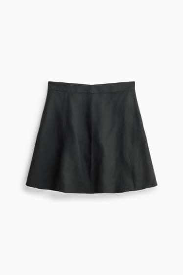 Damen - Minirock - Leinen-Mix - schwarz