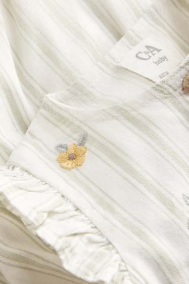 Bébés filles - Petites fleurs - robe bébé - motif festif - blanc