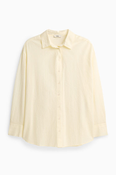 Dames - Overhemdblouse - gestreept - lichtgeel