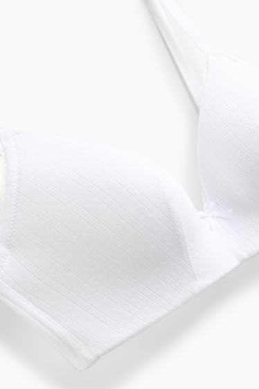 Damen - Pointelle-BH ohne Bügel - wattiert - weiß