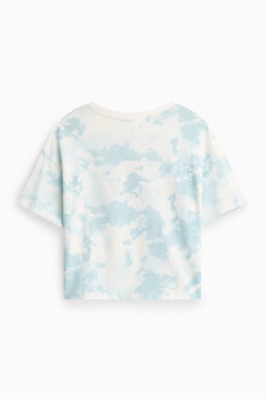 Kinder Mädchen - Multipack 2er - Lilo & Stitch - Kurzarmshirt - Glanz-Effekt - weiss / hellblau