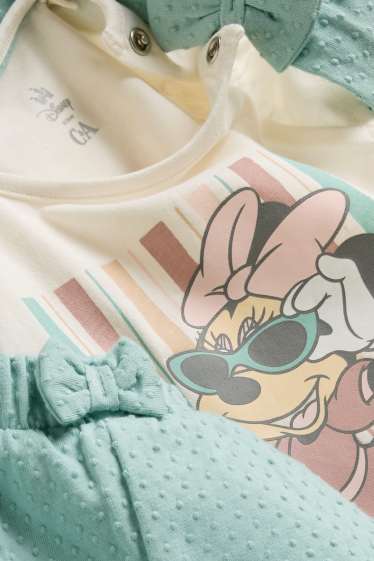 Baby Mädchen - Minnie Maus - Baby-Outfit - 3 teilig - weiß / türkis