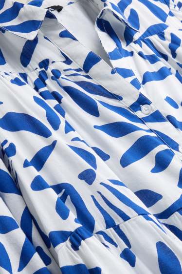 Damen - A-Linien Kleid - gemuster - weiss / blau