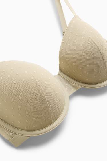 Damen - BH mit Bügel - DEMI - wattiert - gepunktet - hellgelb