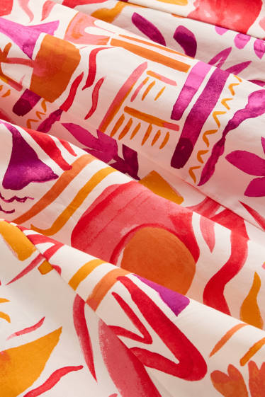 Damen - Rock - gemustert - rot / cremeweiß