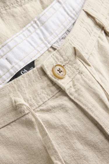 Herren - Shorts - Leinen-Mix - cremefarben