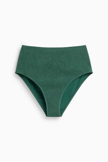 Women - Bikini bottoms - high waist - textured - dark green