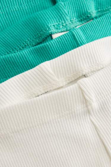 Kinder Mädchen - Multipack 2er - Radlerhose - gerippt - weiss / türkis