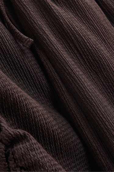 Kinderen: meisjes - Set - top en broek van jersey - 2-delig - met structuur - donkerbruin