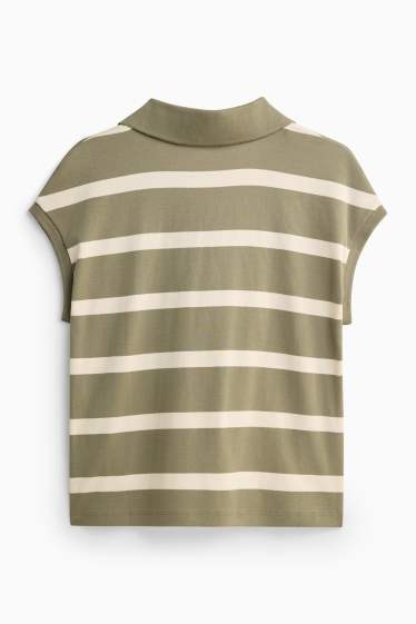 Damen - Poloshirt - Regular Fit - gestreift - hellgrün