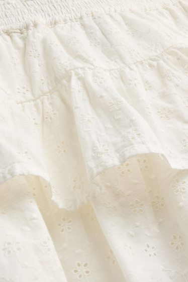 Damen - Rock - Broderie Anglaise - weiss