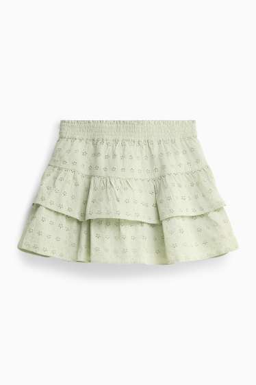 Dames - Rok - broderie Anglaise - groen