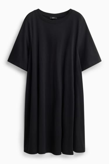 Women - T-shirt dress - straight fit - black