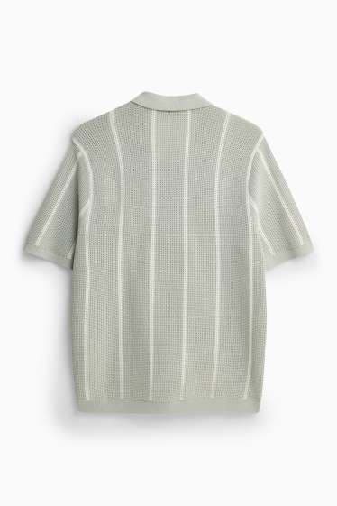 Herren - Strick-Hemd - Regular Fit - Reverskragen - gestreift - hellgrün