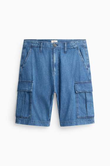 Herren - Jeans-Cargo-Shorts - Mid Waist - blau