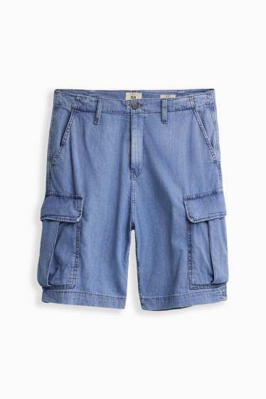 Herren - Jeans-Cargo-Shorts - Mid Waist - hellblau