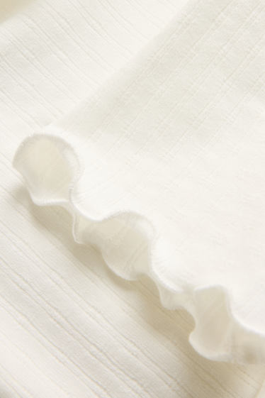 Donna - T-shirt pointelle - regular fit - bianco