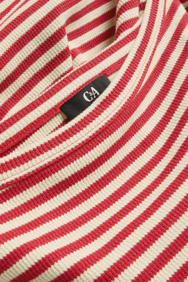 Damen - T-Shirt - gestreift - rot / cremeweiss