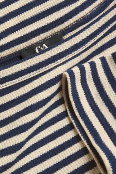 Damen - T-Shirt - gestreift - weiss / schwarz