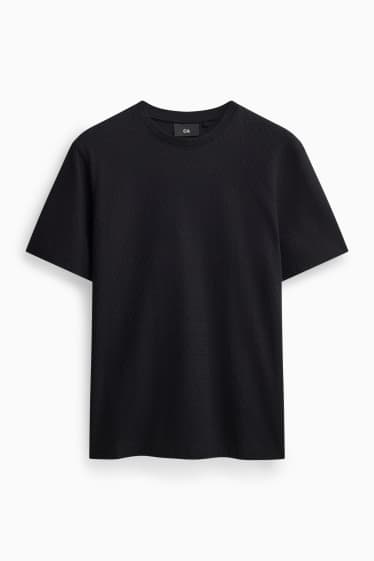 Men - T-shirt - regular fit - textured - black