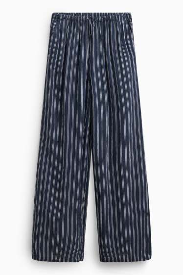 Kinder Mädchen - Stoffhose - Wide Leg - gestreift - dunkelblau