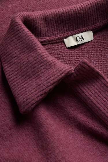 Damen - Pullover - gerippt - bordeaux