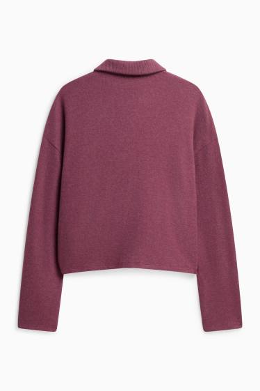 Damen - Pullover - gerippt - bordeaux