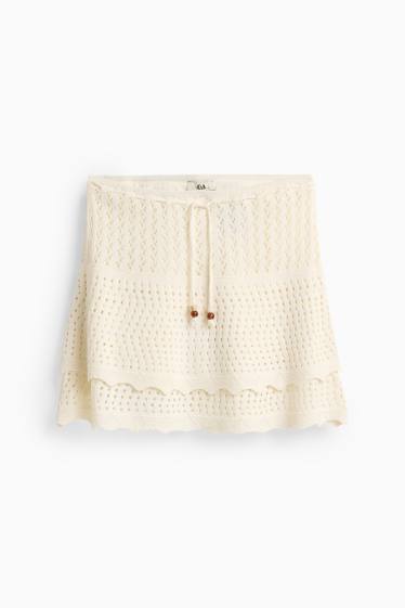 Damen - Minirock - strukturiert - cremefarben