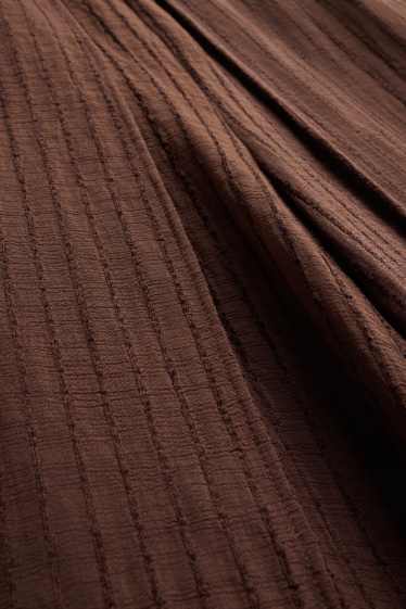 Damen - Stoffhose - High Waist - Wide Leg - Leinen-Mix - schwarz