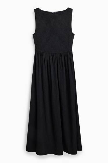 Women - Fit & flare dress - textured - black