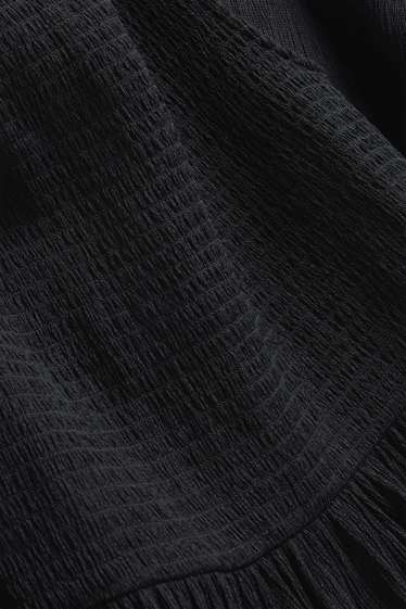 Women - Fit & flare dress - textured - black