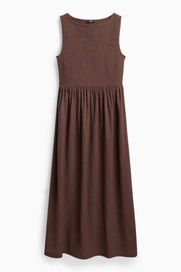 Women - Fit & flare dress - textured - brown
