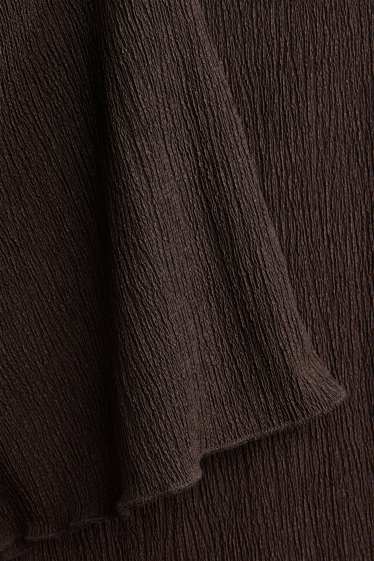 Damen - Flared Leggings - strukturiert - dunkelbraun