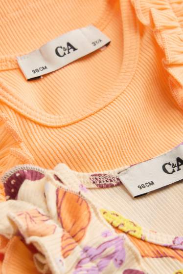 Kinder Mädchen - Multipack 2er - Top - gerippt - orange / beige
