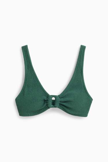 Damen - Bikini-Top mit Bügel - wattiert - strukturiert - dunkelgrün