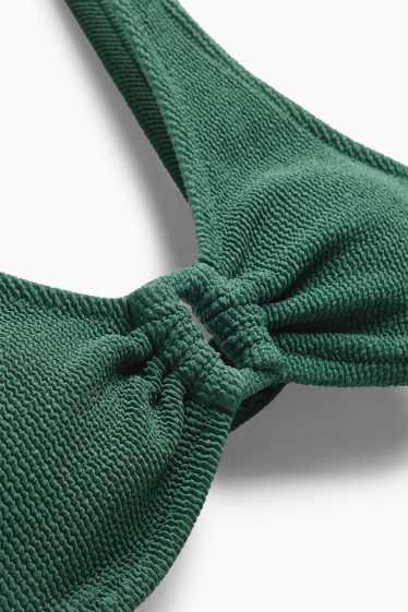 Damen - Bikini-Top mit Bügel - wattiert - strukturiert - dunkelgrün