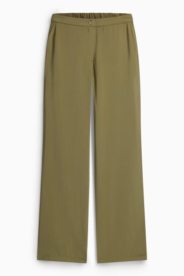 Damen - Stoffhose - High Waist - Wide Leg - grün