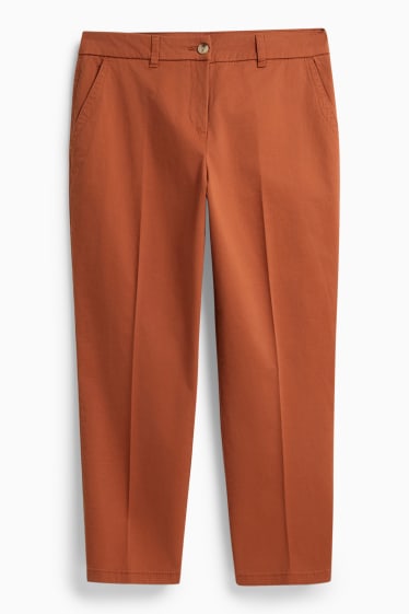 Dames - Pantalon - mid waist - tapered fit - bruin